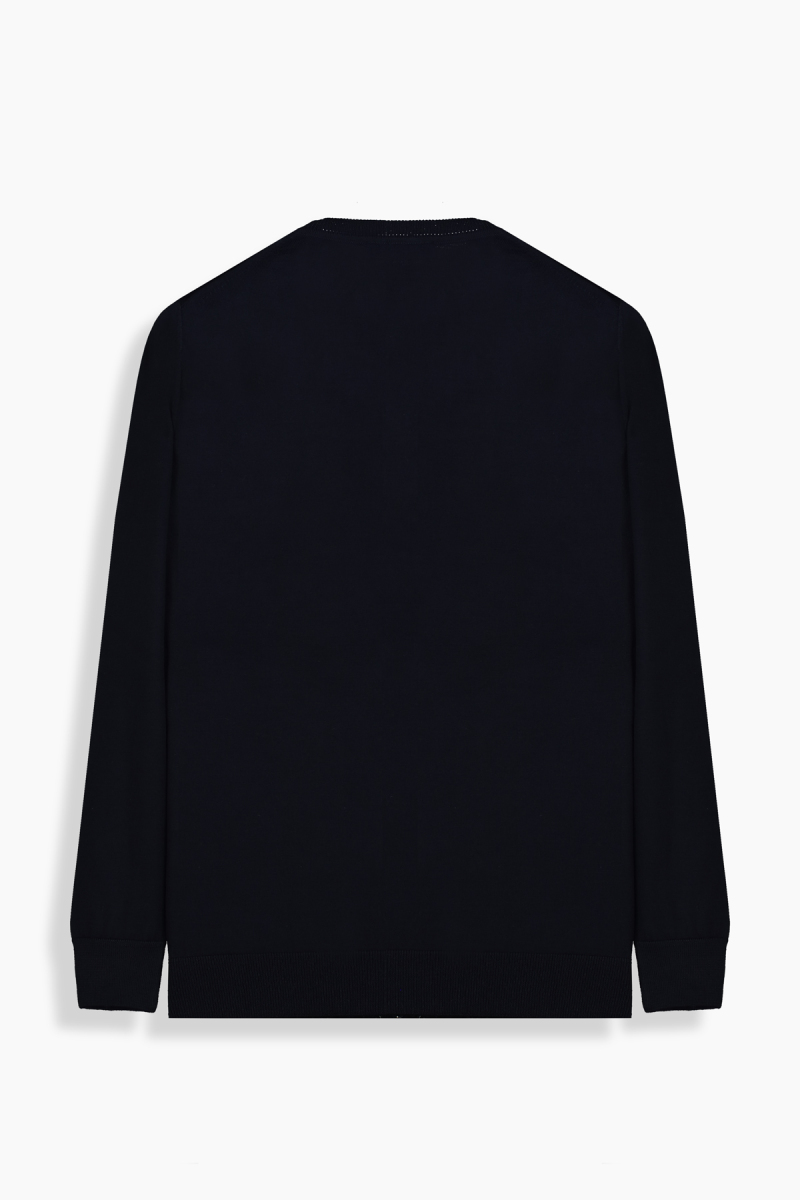 Bisiklet Yaka Lacivert Triko - 2