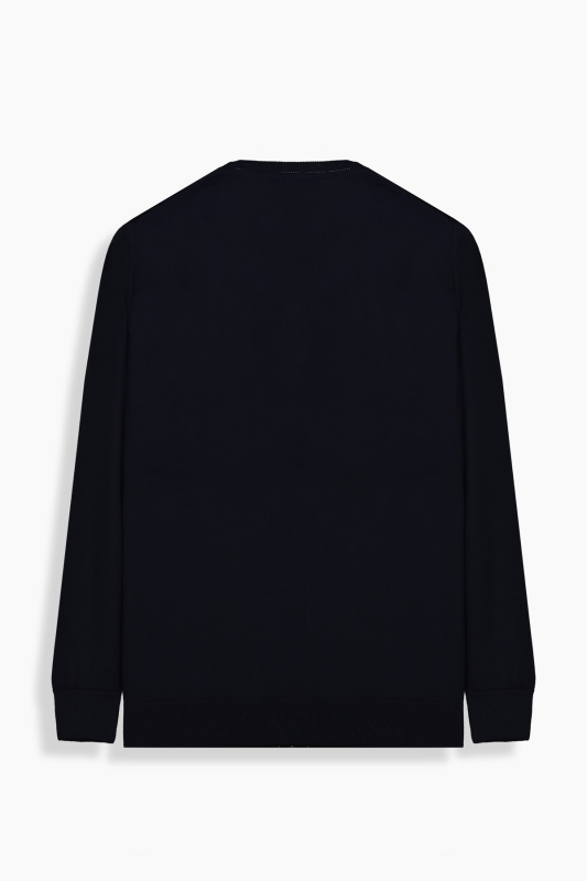 Bisiklet Yaka Lacivert Triko - SARAR