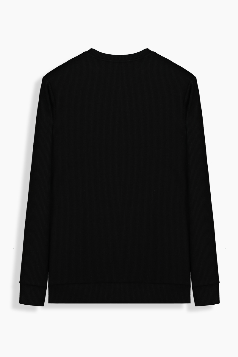 Bisiklet Yaka Siyah Casual Sweatshirt - 2