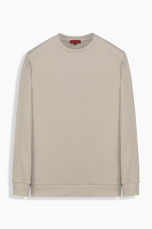 Bisiklet Yaka Bej Casual Sweatshirt 