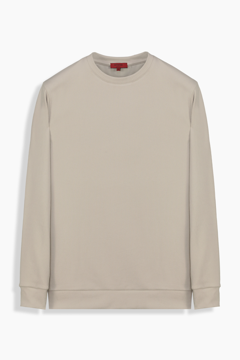 Bisiklet Yaka Bej Casual Sweatshirt - 1