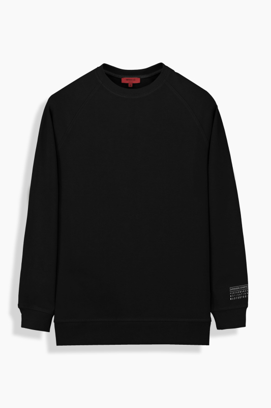 Bisiklet Yaka Siyah Sweatshirt 