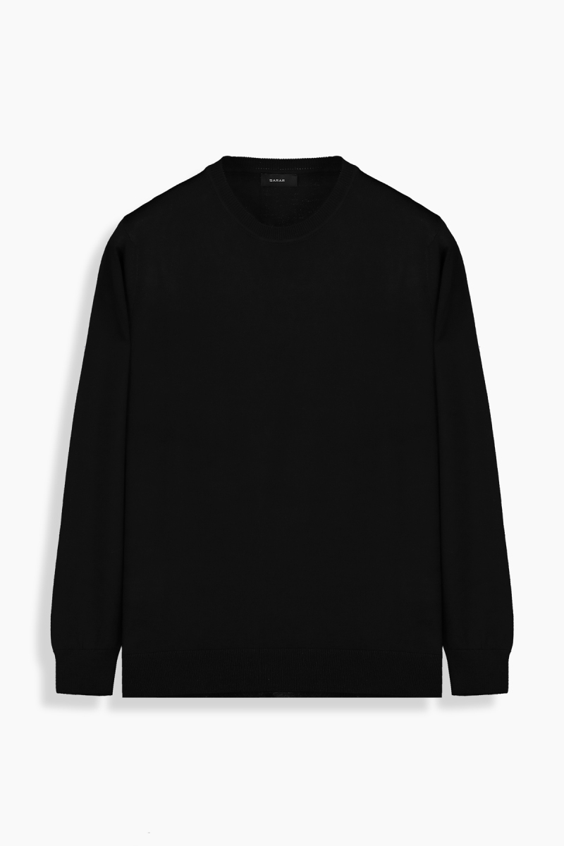 Bisiklet Yaka Siyah Triko - 1