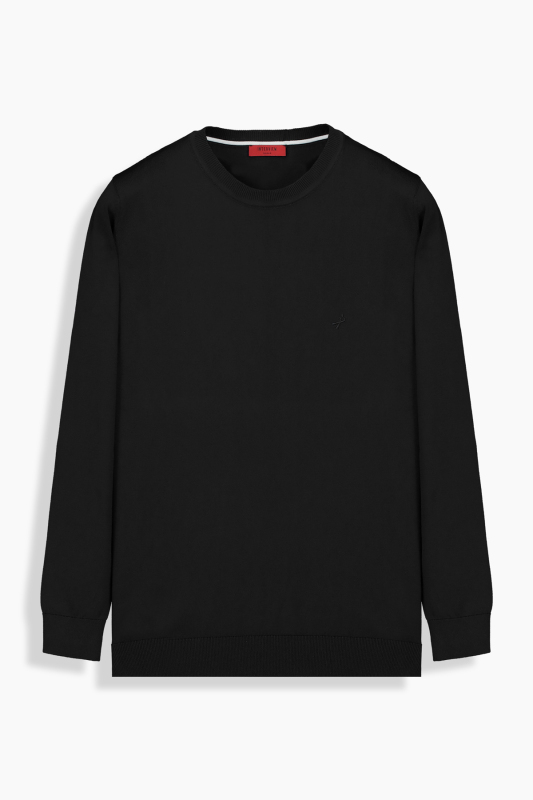 Bisiklet Yaka Siyah Triko 