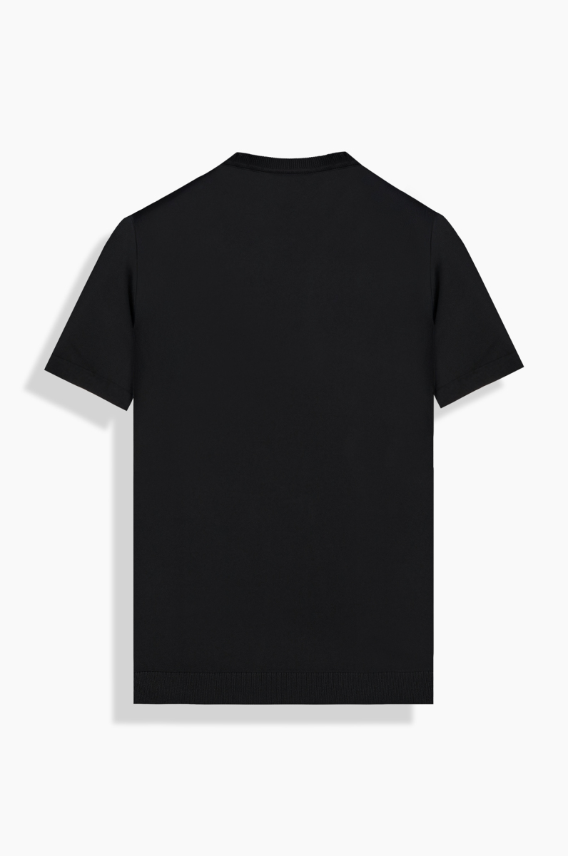 Bisiklet Yaka Siyah Triko Tişört - 2