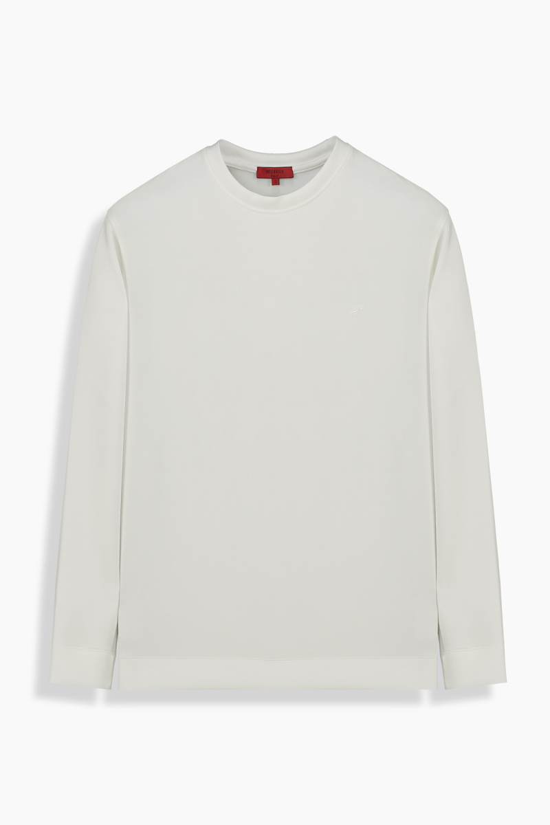 Bisiklet Yaka Beyaz Sweatshirt - 1