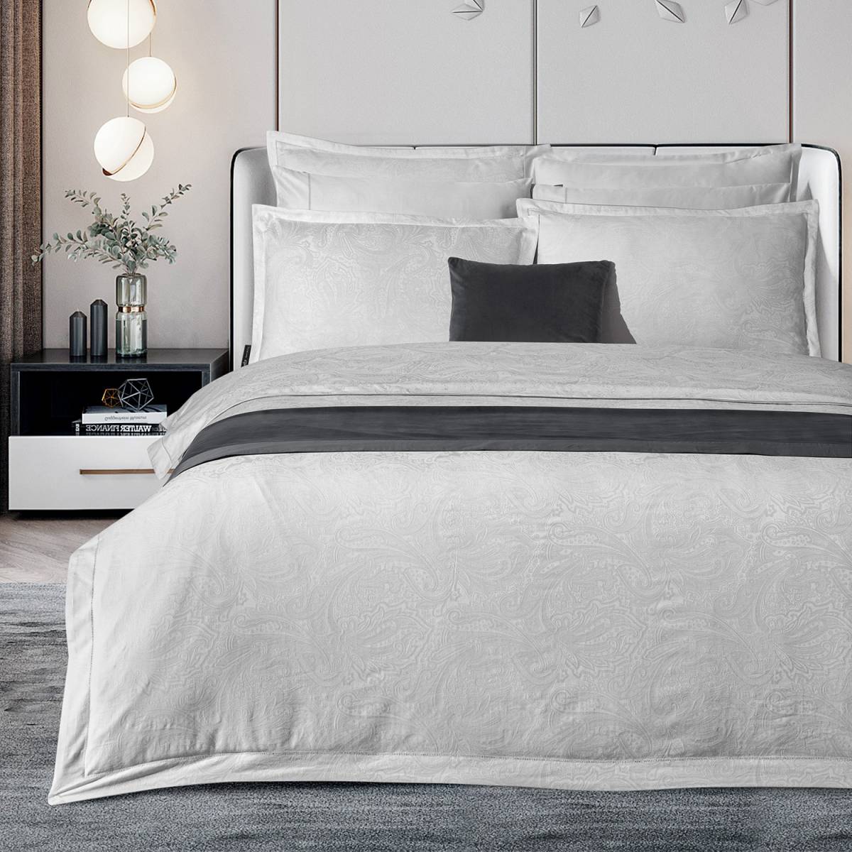 Borendo Saten Nevresim Takımı King Size Gri - 1