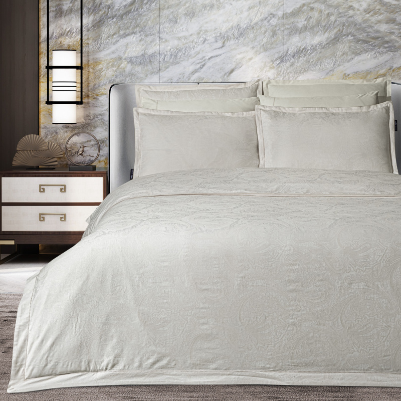 Borendo Pamuk Saten Nevresim Takımı Çift Kişilik Krem - SAREV