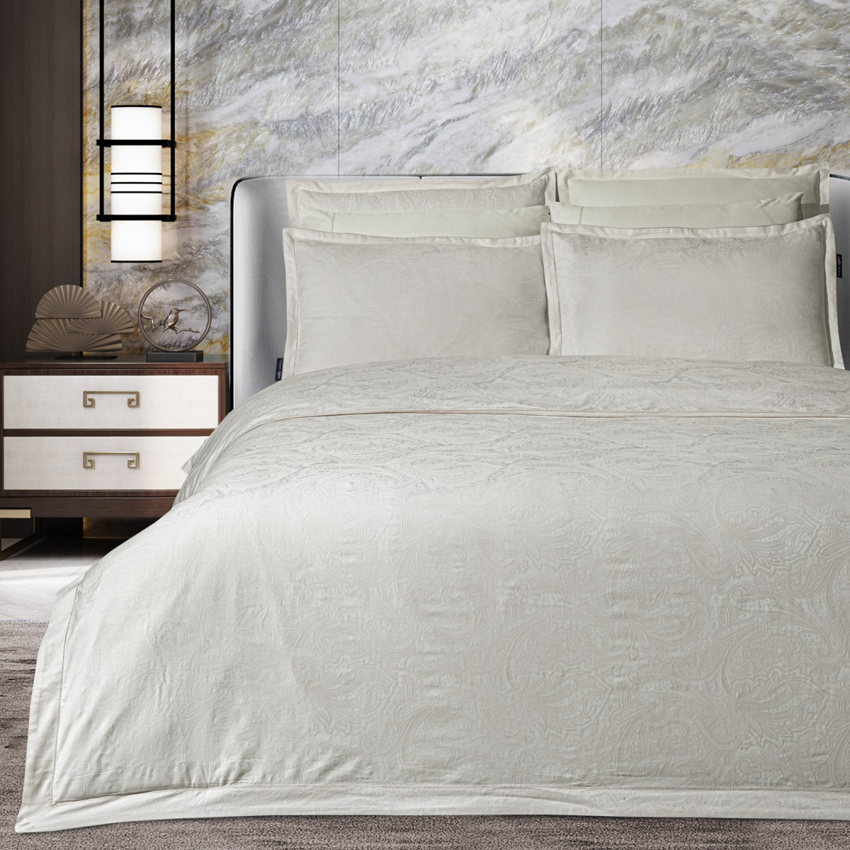 Borendo Pamuk Saten Nevresim Takımı Çift Kişilik Krem - 2