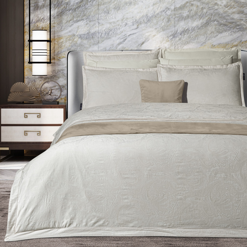 Borendo Pamuk Saten Nevresim Takımı Çift Kişilik Krem - SAREV