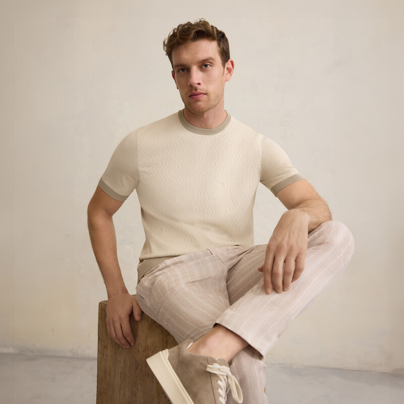 Born Çizgili Bej Pantolon - INTERVIEW