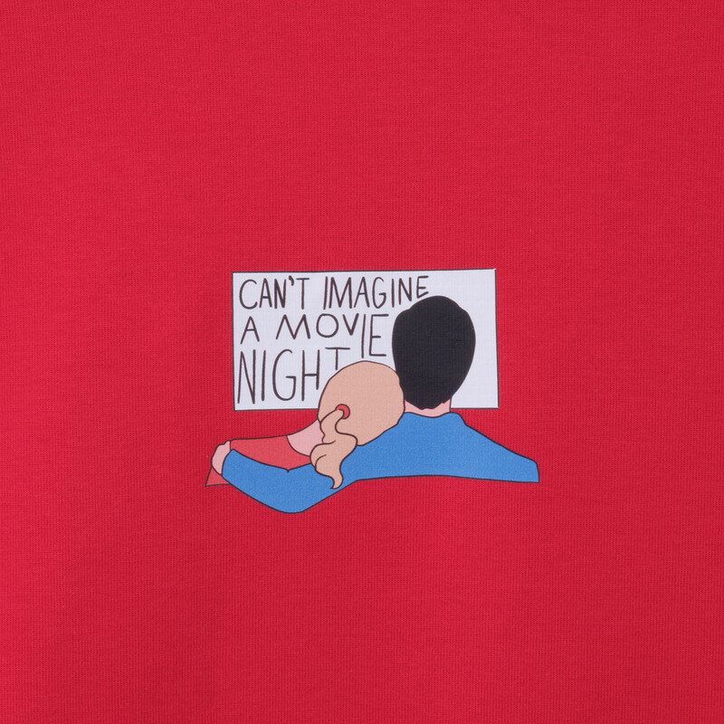 Can't Imagine A Movie Night Kırmızı Sweatshirt - SARAR