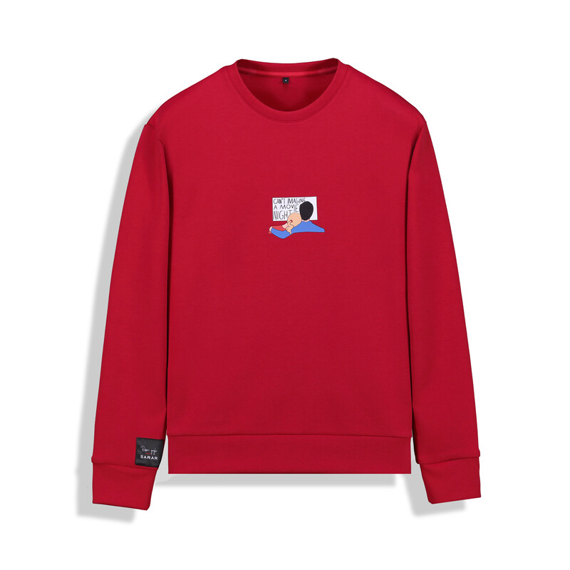 Can't Imagine A Movie Night Kırmızı Sweatshirt - SARAR
