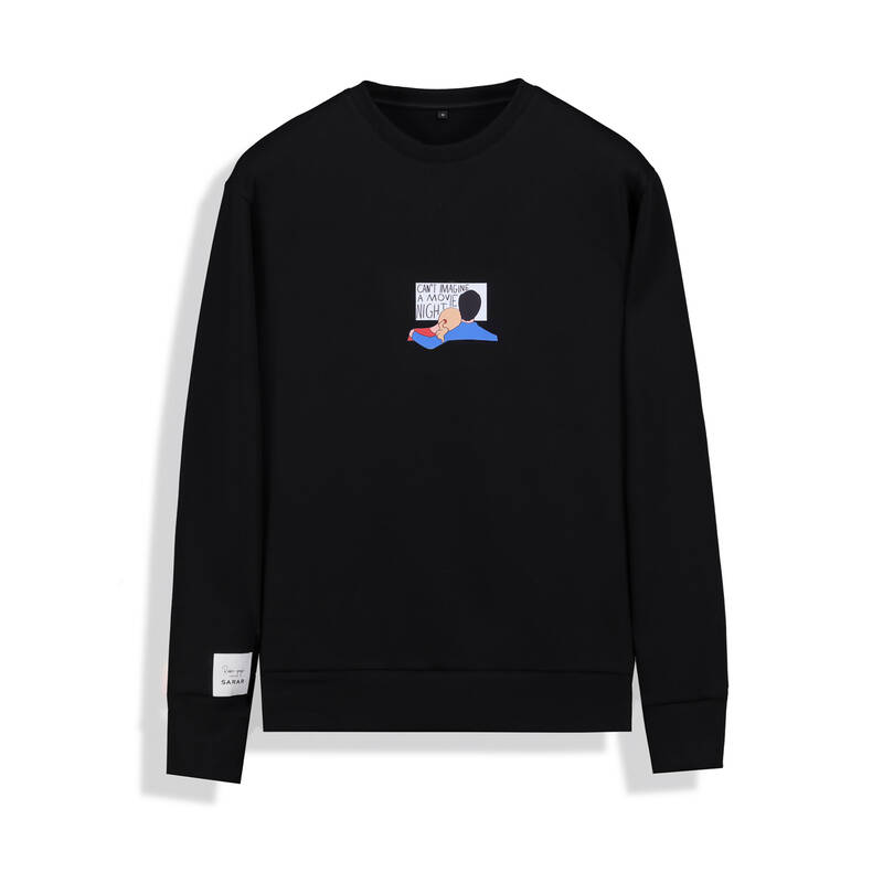 Can't Imagine A Movie Night Siyah Sweatshirt - 1