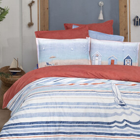 Capri Fancy Poplin Nevresim Takımı King Size Mavi 