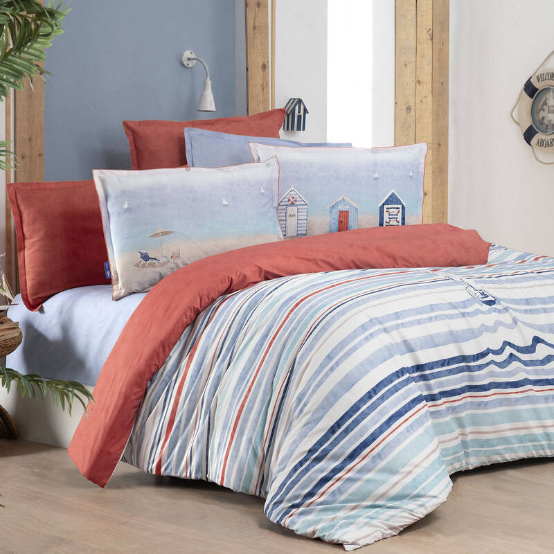 Capri Fancy Poplin Nevresim Takımı King Size Mavi - 2