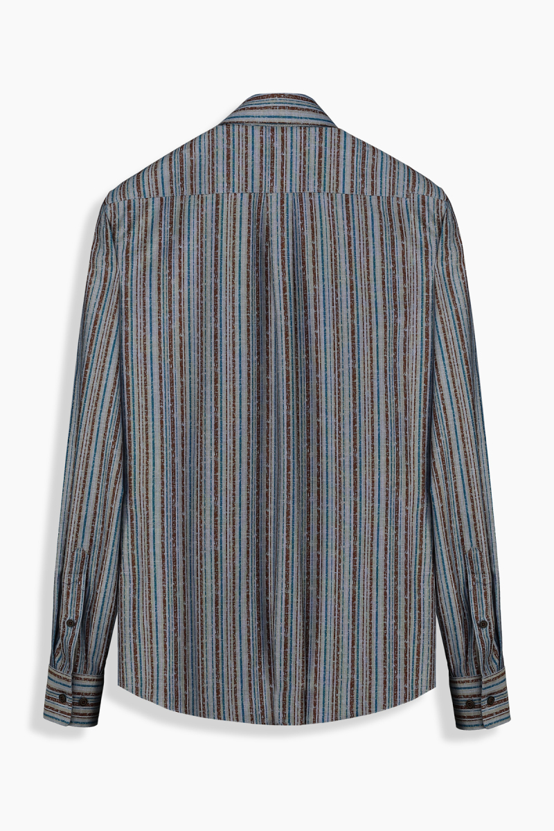 Carina Çizgili Kahverengi Gömlek - 2