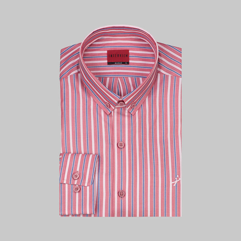 Carina Çizgili Kırmızı Gömlek - 3