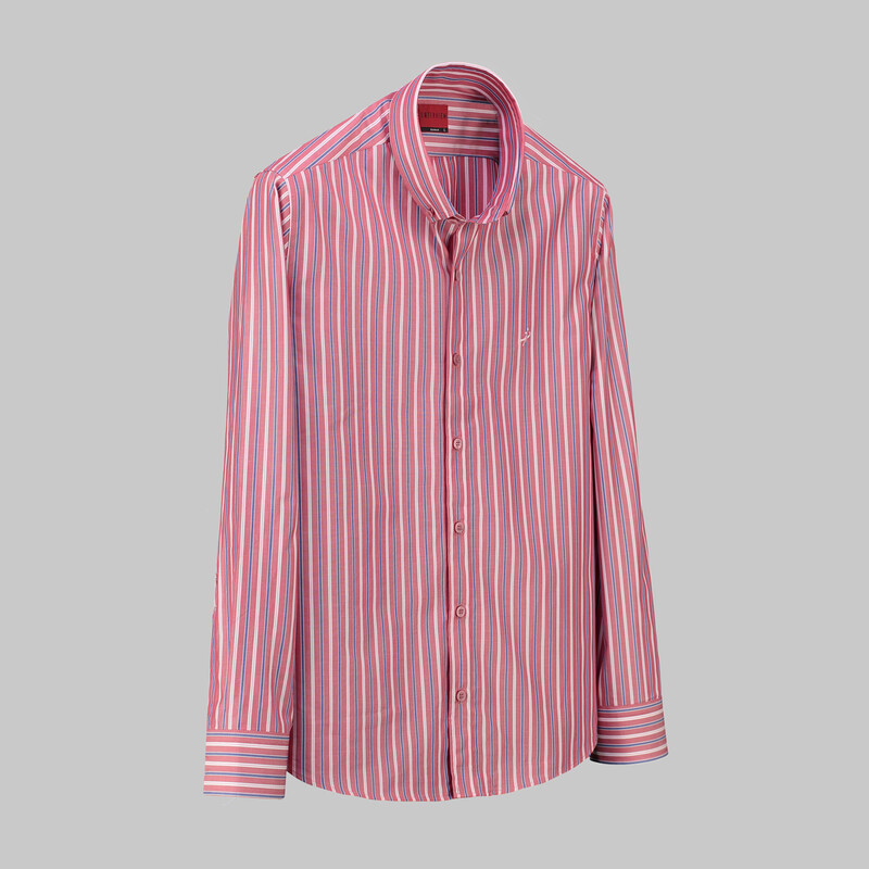 Carina Çizgili Kırmızı Gömlek 
