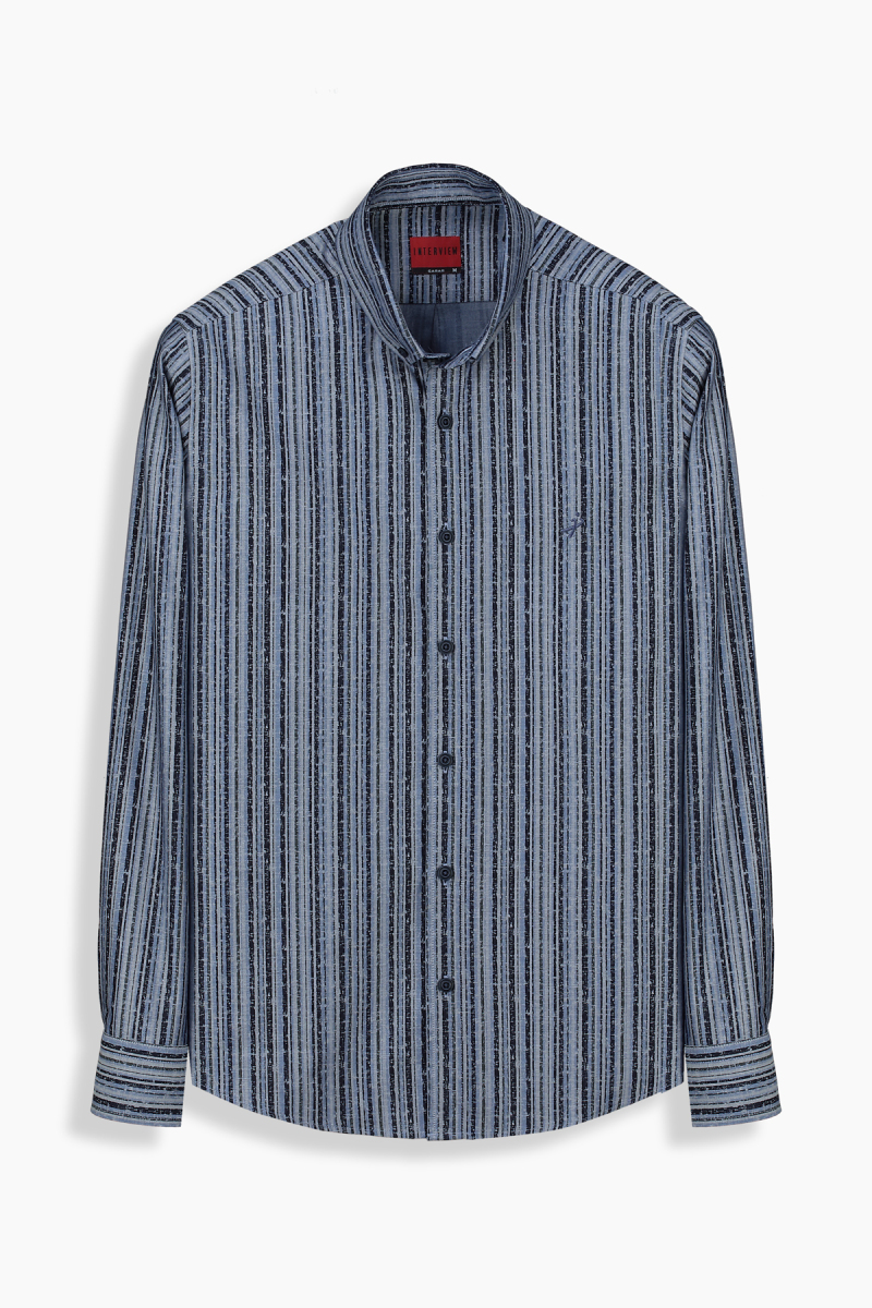 Carina Çizgili Lacivert Gömlek - 1