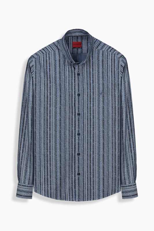 Carina Çizgili Lacivert Gömlek 