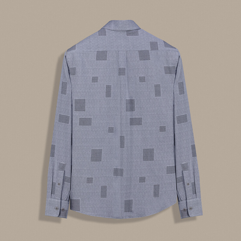 Carina Desenli Pamuklu Lacivert Gömlek - INTERVIEW