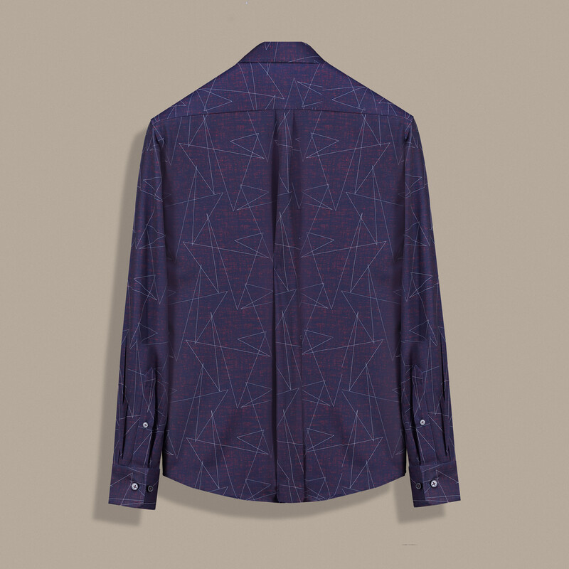 Carina Geometrik Desenli Uzun Kol Bordo Gömlek - INTERVIEW