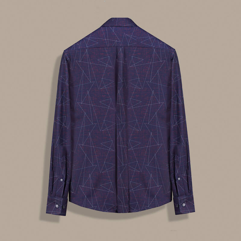 Carina Geometrik Desenli Uzun Kol Bordo Gömlek - 2