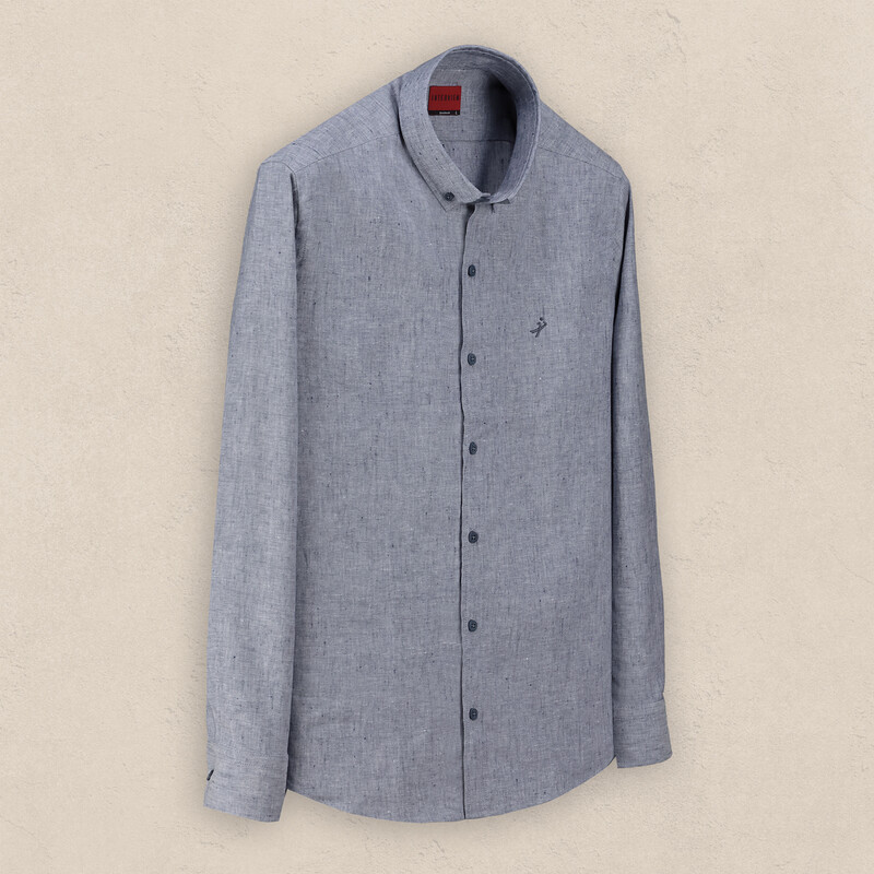 Carina Uzun Kol İndigo Mavi Erkek Gömlek 