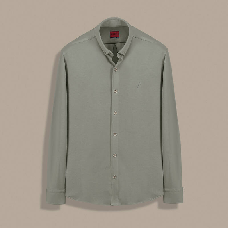 Carina Klasik Uzun Kol Haki Gömlek - 1