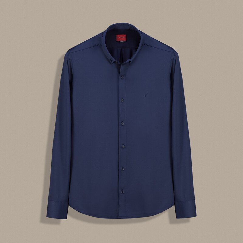 Carina Klasik Uzun Kol Lacivert Gömlek - INTERVIEW