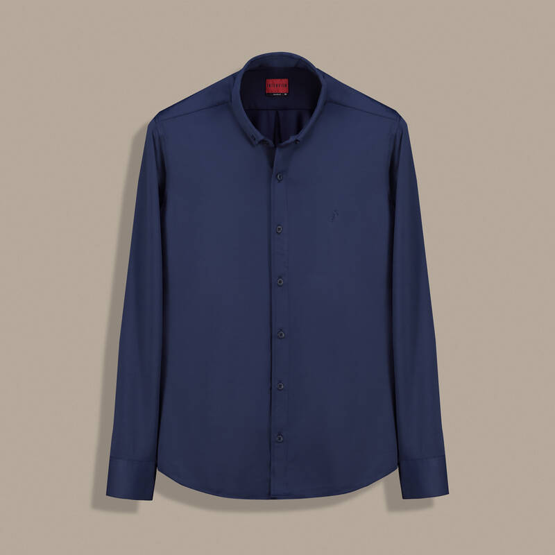 Carina Klasik Uzun Kol Lacivert Gömlek - 1
