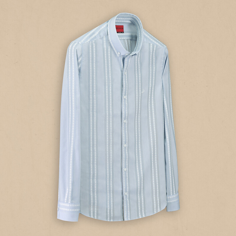 Carina Çizgili Açık Yeşil Gömlek 