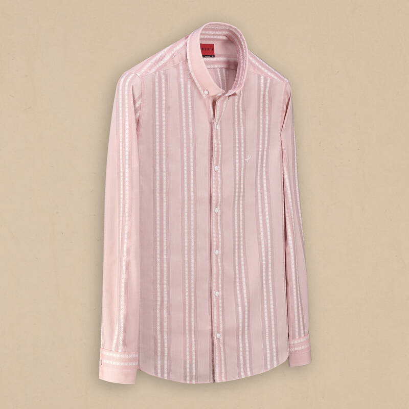 Carina Çizgili Gül Kurusu Gömlek - 1