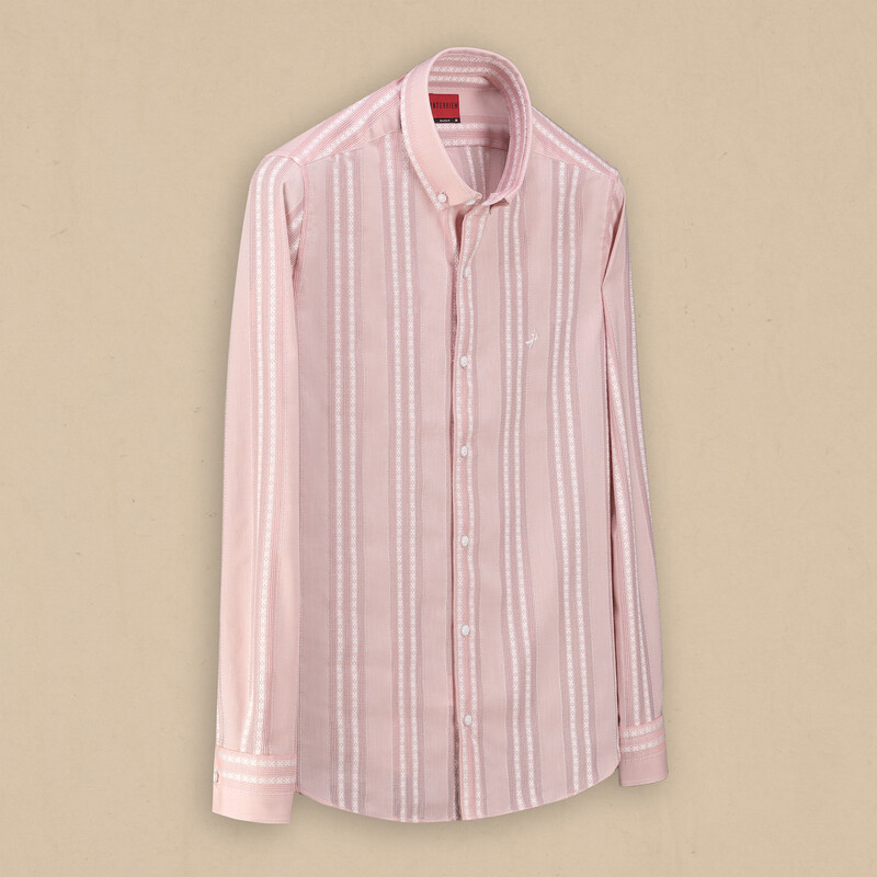 Carina Çizgili Gül Kurusu Gömlek 