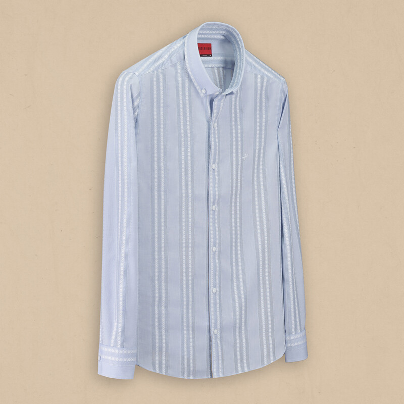 Carina Çizgili Mavi Gömlek 