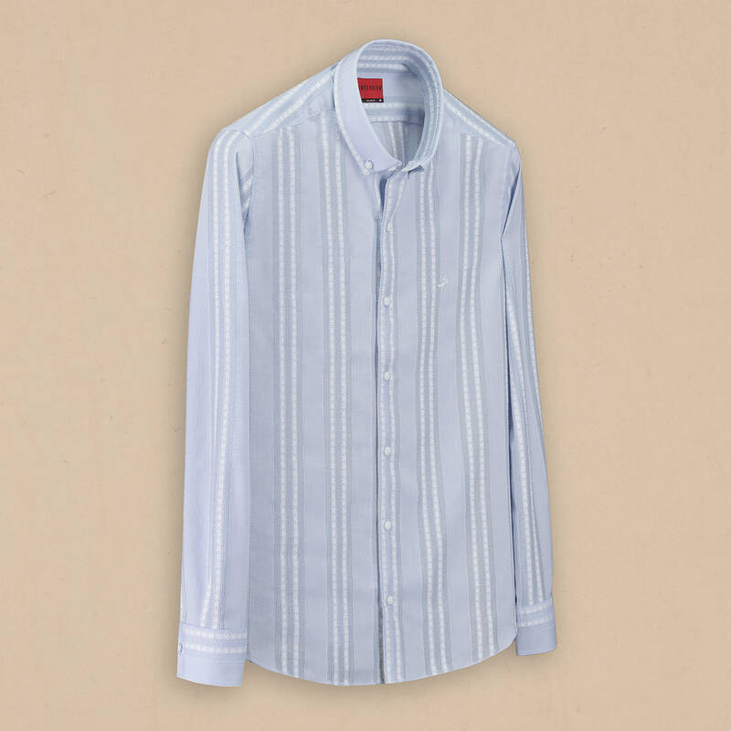 Carina Çizgili Mavi Gömlek - 1