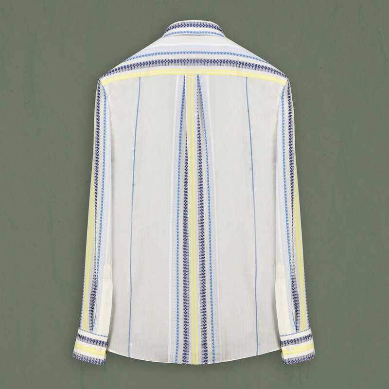 Carina Desenli Pamuklu Mavi Gömlek - INTERVIEW