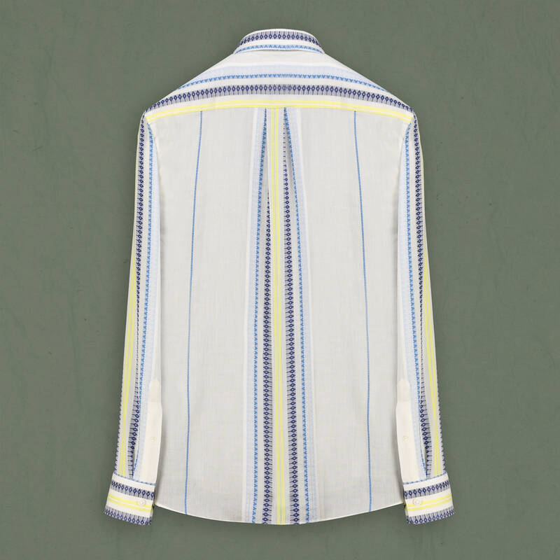 Carina Desenli Pamuklu Mavi Gömlek - 2