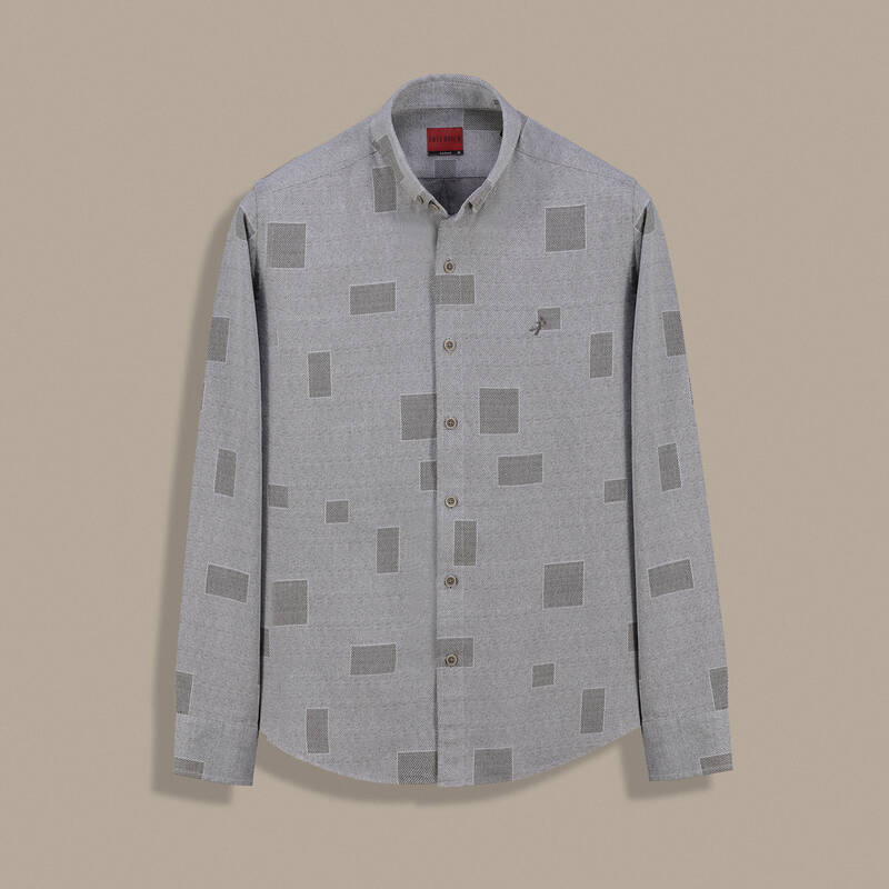 Carina Desenli Pamuklu Açık Kahverengi Gömlek - 1