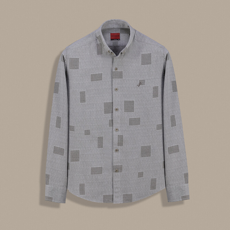 Carina Desenli Pamuklu Açık Kahverengi Gömlek 