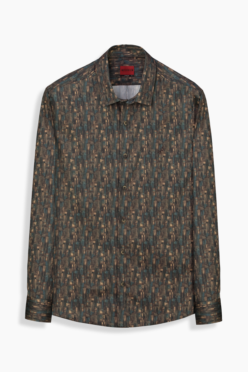 Carina Pamuklu Desenli Kahverengi Gömlek - 1