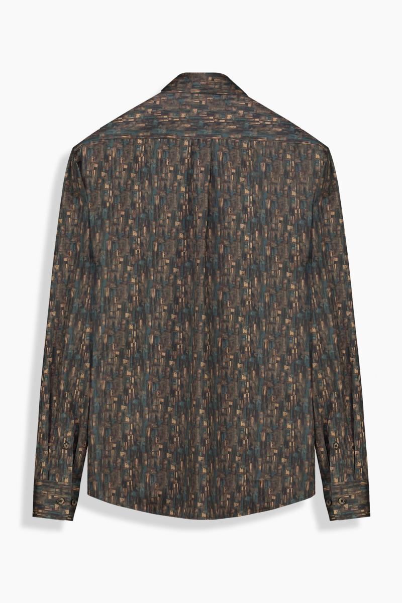 Carina Pamuklu Desenli Kahverengi Gömlek - 2