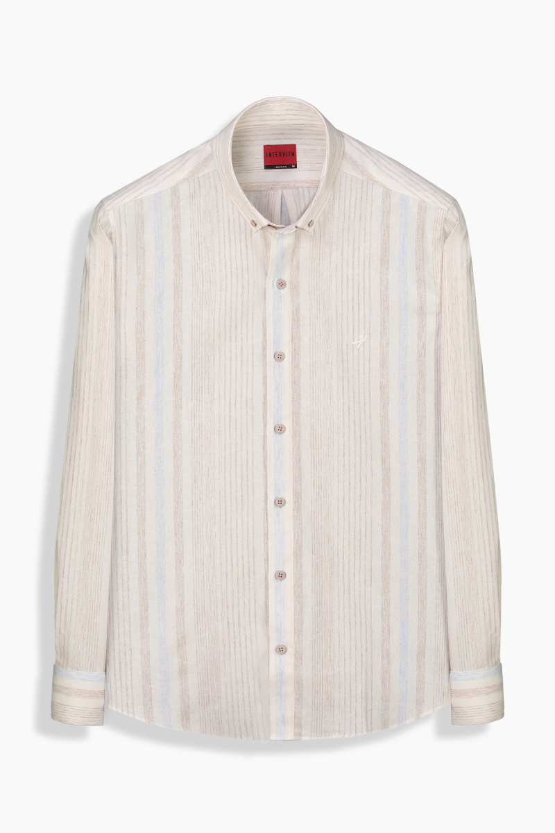 Carina Regular Uzun Kol Kahverengi Gömlek - 1