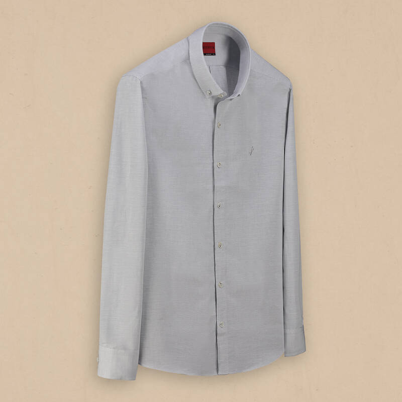 Carina Uzun Kol Açık Gri Klasik Gömlek - 1