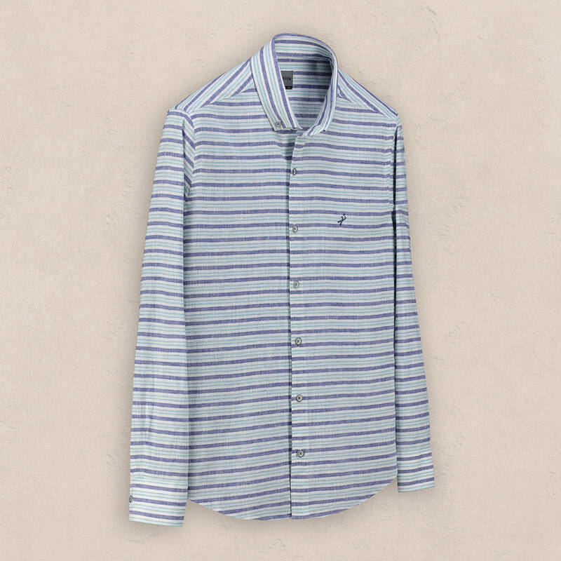 Carina Uzun Kol Çizgili Yeşil Gömlek - 1