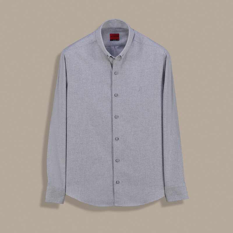 Carina Uzun Kol Açık Gri Gömlek 