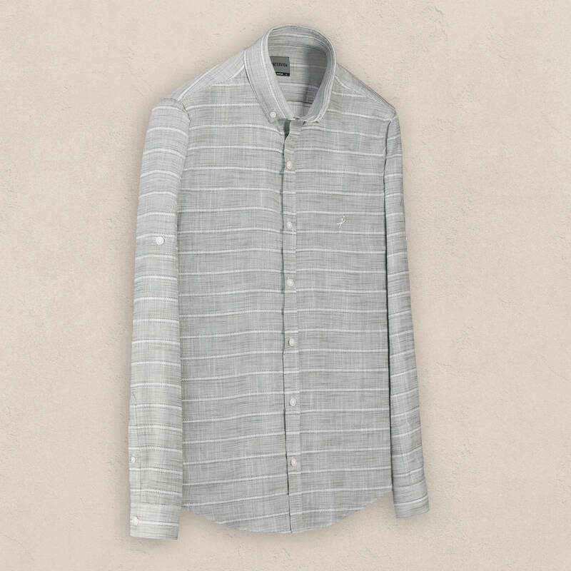 Carina Uzun Kol Çizgili Haki Gömlek - 2