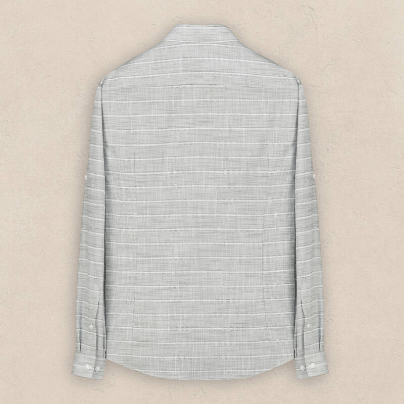 Carina Uzun Kol Çizgili Haki Gömlek - 3