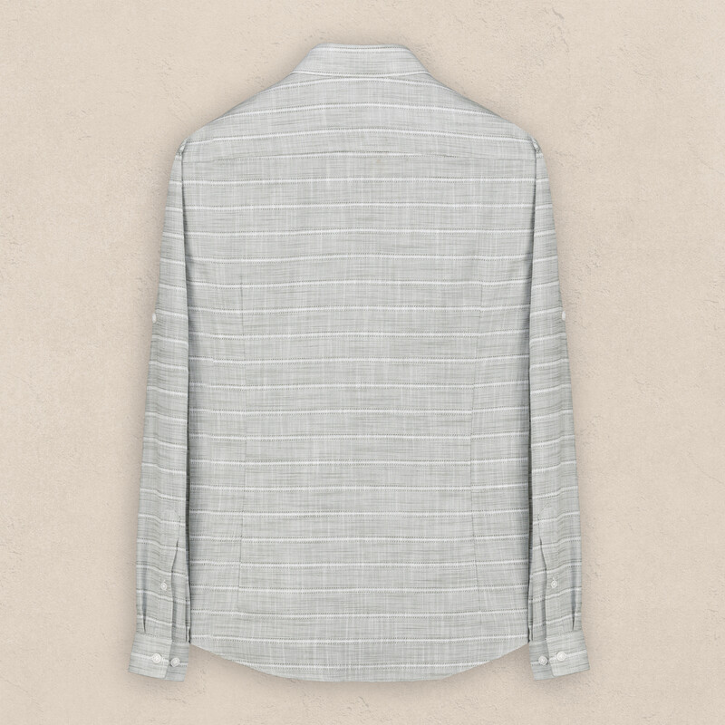 Carina Uzun Kol Çizgili Haki Gömlek - INTERVIEW